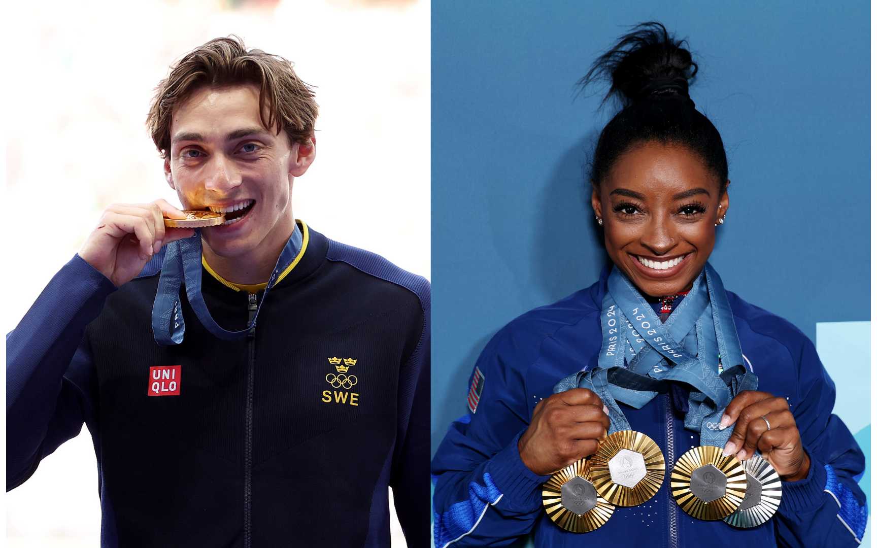 Armand Mondo Duplantis and Simone Biles (Photos by Getty Images)